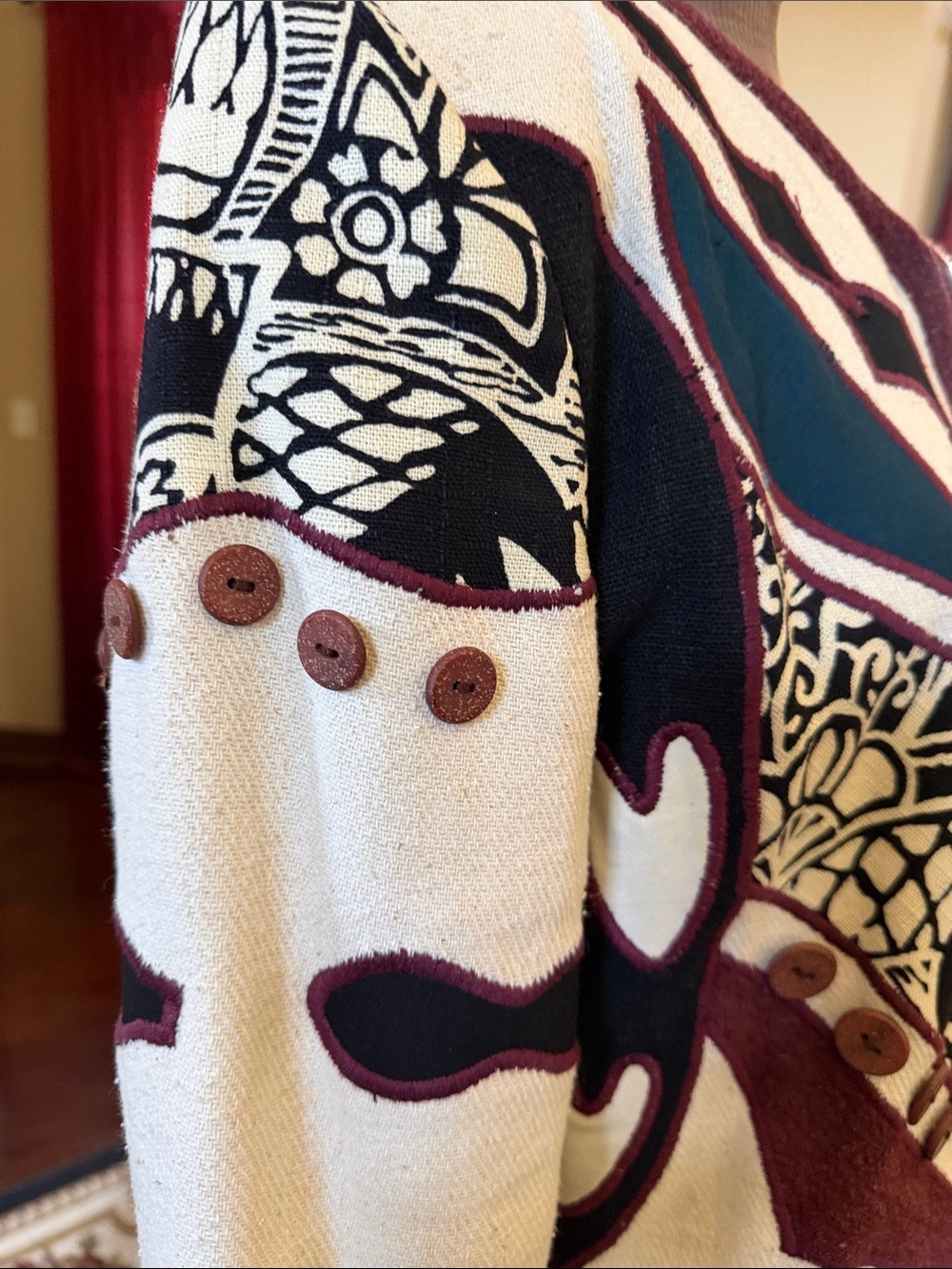Women’s Cream Multicolor Patterned Jacket - Picture 6 of 9